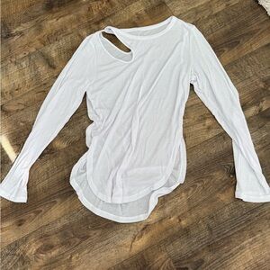 ALO Yoga White Long Sleeve Cutout Top